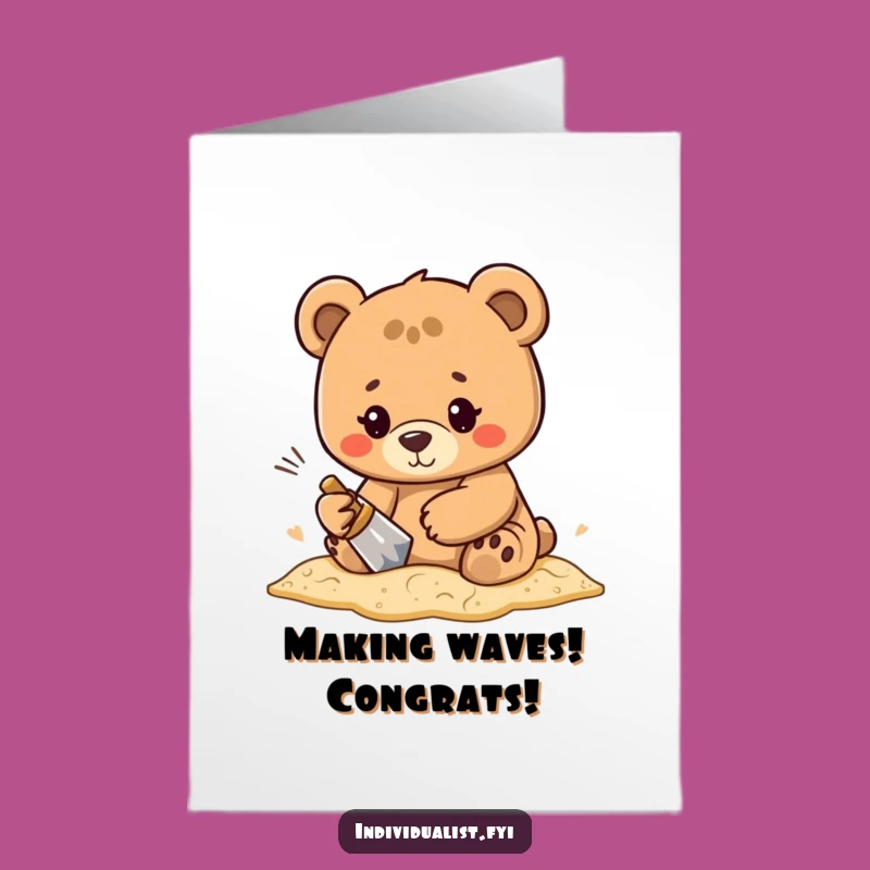 Free Printable Congrats Card: Bear's Sand Art Achievement Funny Downloadable Gift