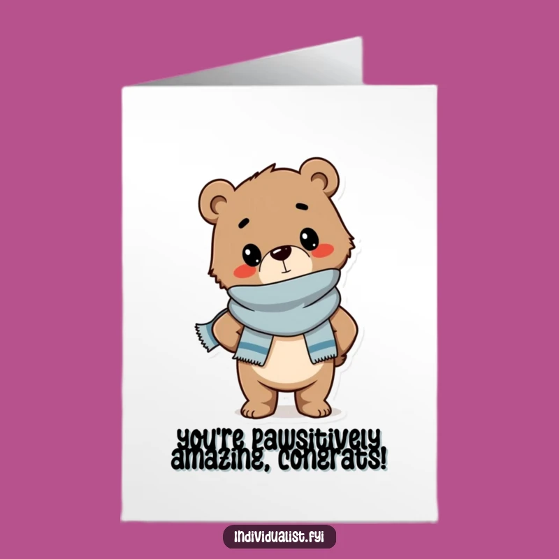 Free Printable Congrats Card: Chic Bear Cub for Your Stylish Celebration