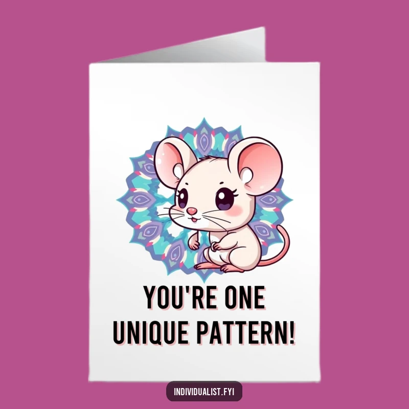 Free Printable Congrats Card: Curious Kawaii Mouse Kaleidoscope - Unique Downloadable Gift!
