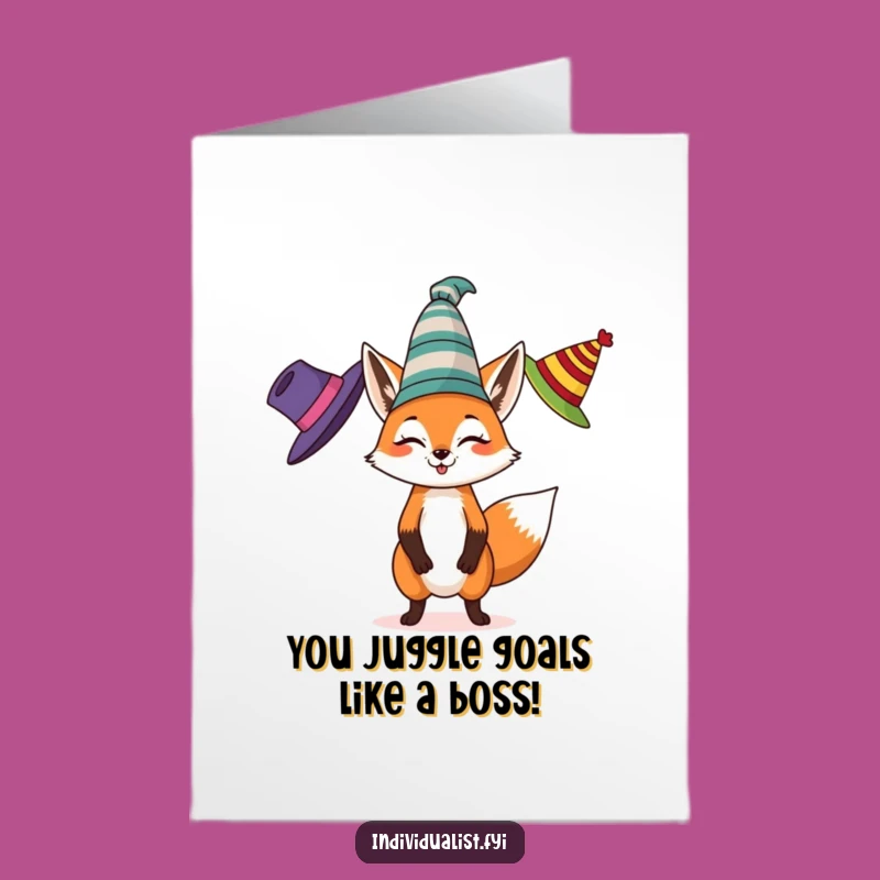 Free Printable Congrats Card: Fox's Hat Trick for Your Success Download
