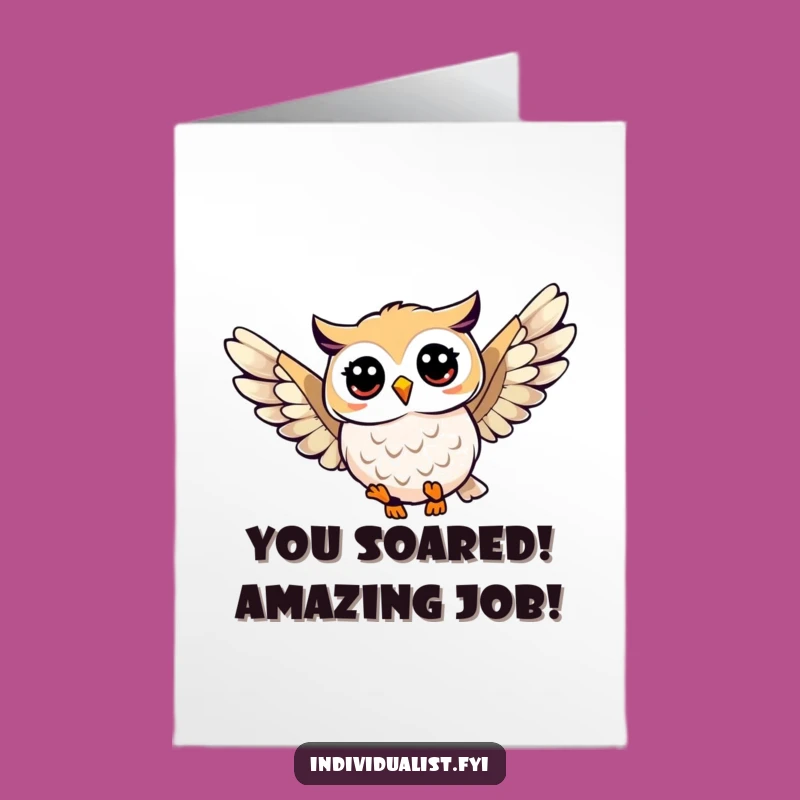 Free Printable Congrats Card: Funny Owl Soaring, Achievement DIY Download