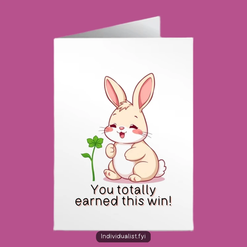 Free Printable Congrats Card: Lucky Clover Rabbit - Celebrate Success DIY