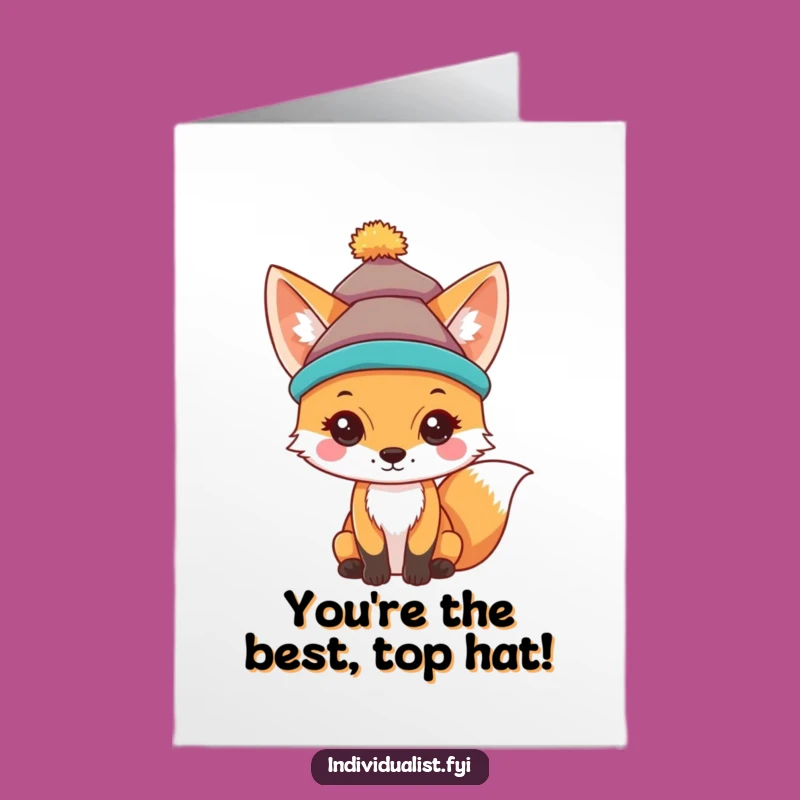 Free Printable Fox Hat Congrats Card: Funny Downloadable Gift for Unique Achievements