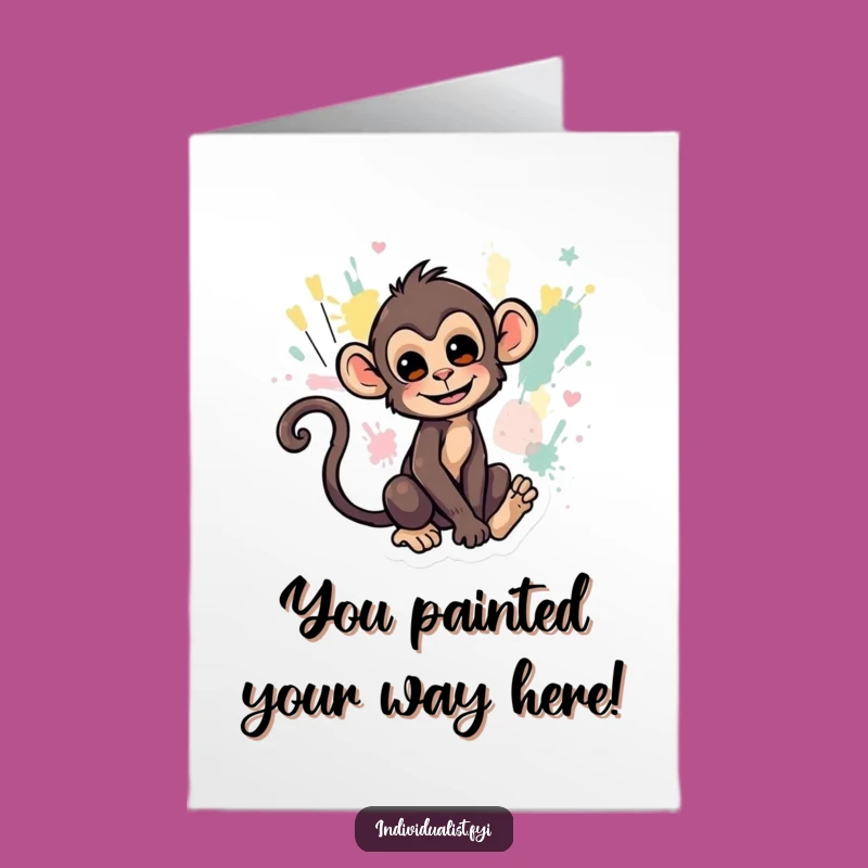 Free Printable Monkey Tail Art Card: Joyful Downloadable Congratulations Gift