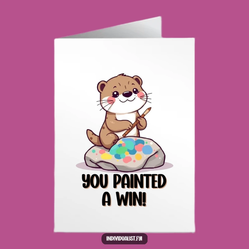 Free Printable Otter Congrats Card: Abstract Art Kawaii Gift