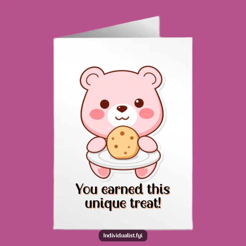 Free Printable Congrats Card: Kawaii Bear Cookie - Delightful Downloadable Gift!