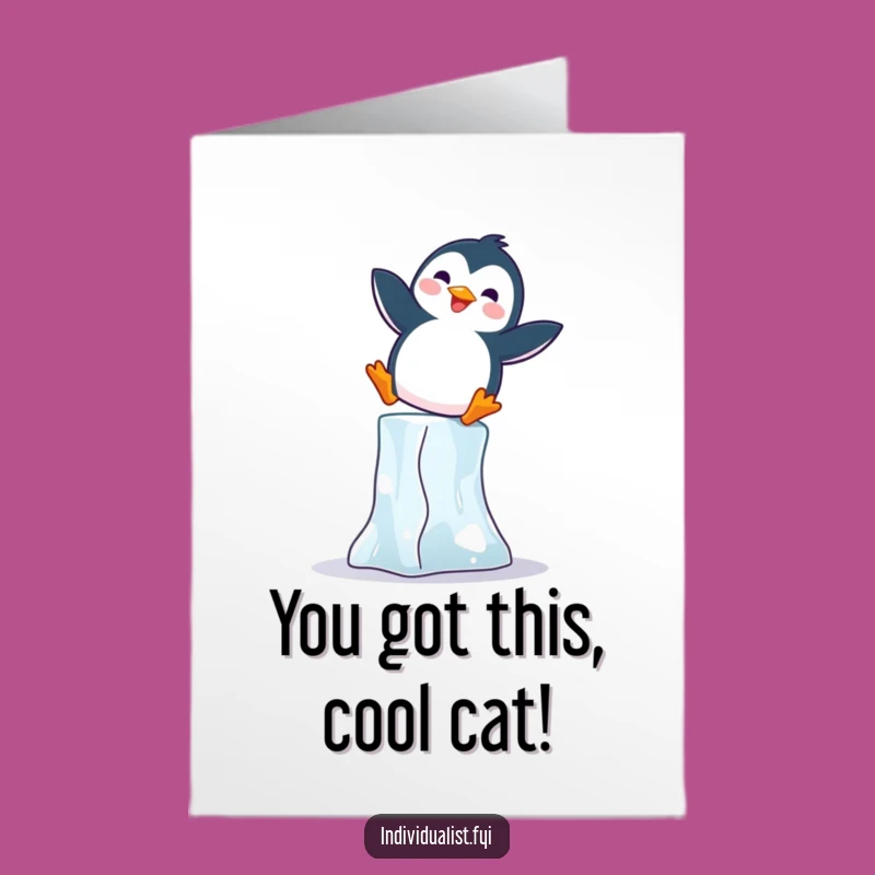 Free Printable Congrats Card: Penguin Balance Act, Cool Achievement, Downloadable Gift