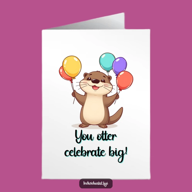 Free Printable Happy Otter Balloon Congrats Card - Cheerful Downloadable Gift for Success