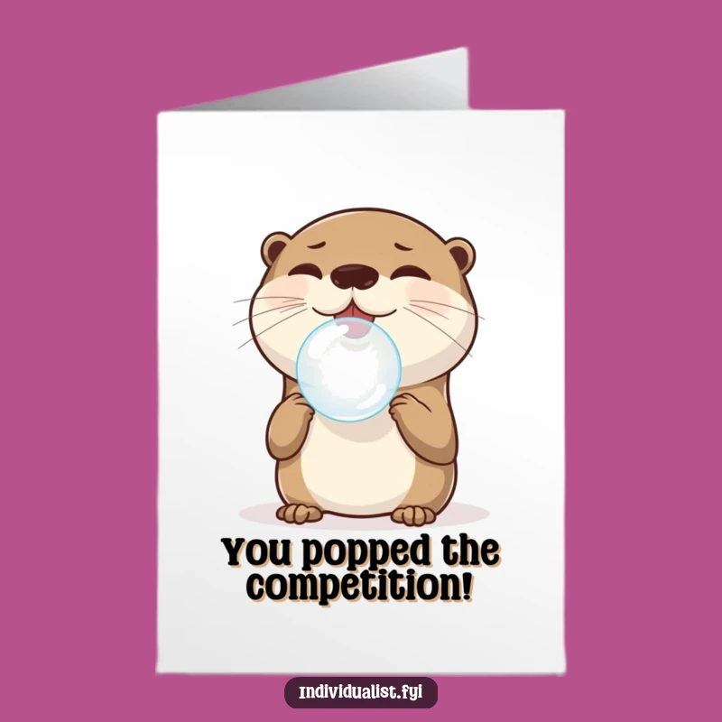 Free Printable Congratulations Card: Otter Bubble Balance, Downloadable Gift