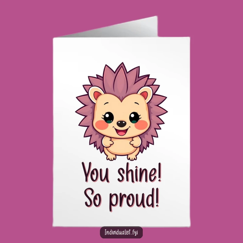 Free Printable Congrats Card: Vibrant Hedgehog Success Funny Downloadable Gift