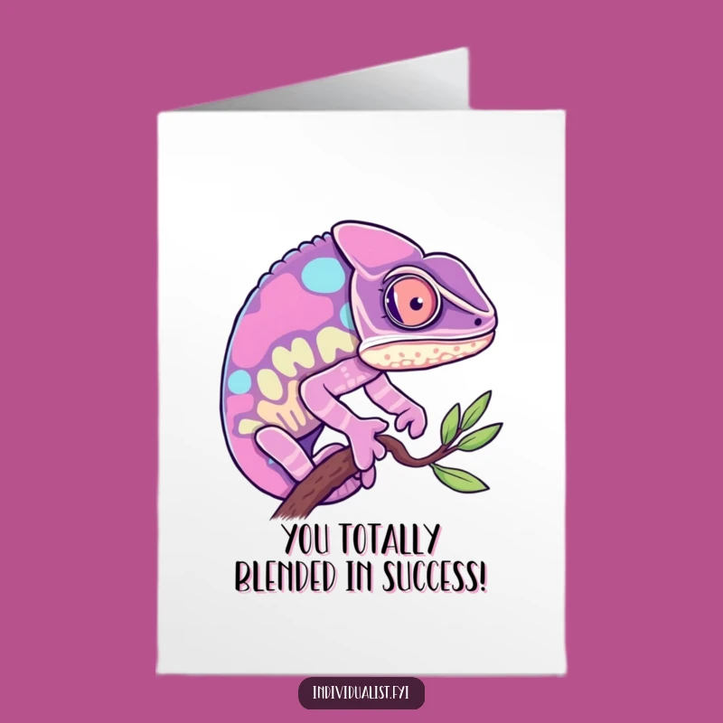 Free Printable Congrats Card: Chameleon Hue Change, Bright Success, Downloadable Gift