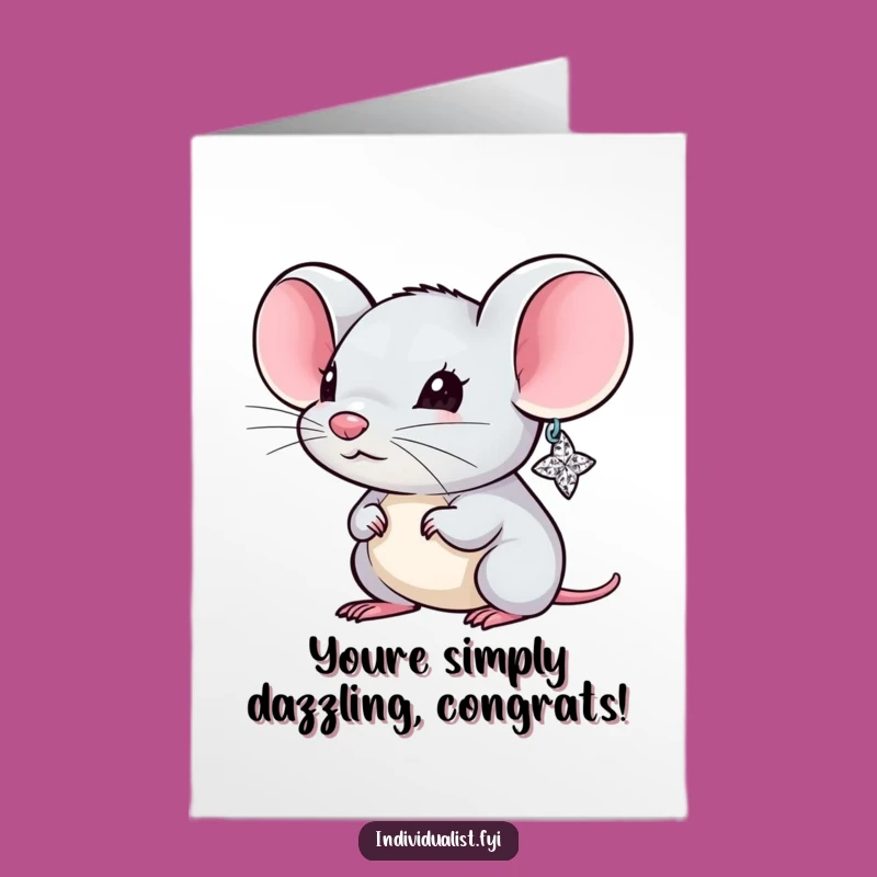 Free Printable Congrats Card: Sparkly Ear Mouse, Unique Downloadable Gift for Big Wins!