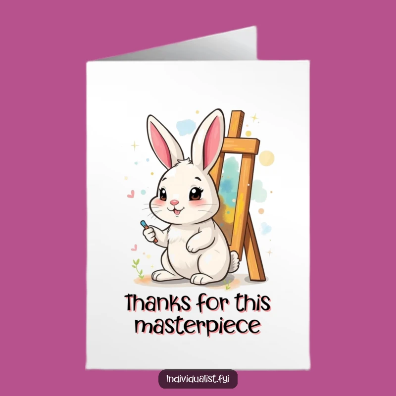 Free Printable Thank You Card: Artistic Rabbit for Your Creative Thanks