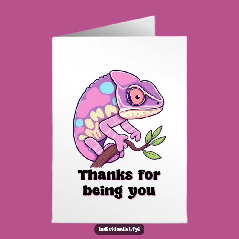 Free Printable Thank You Card: Chameleon Color Blend, Vibrant Thanks, Downloadable Gift