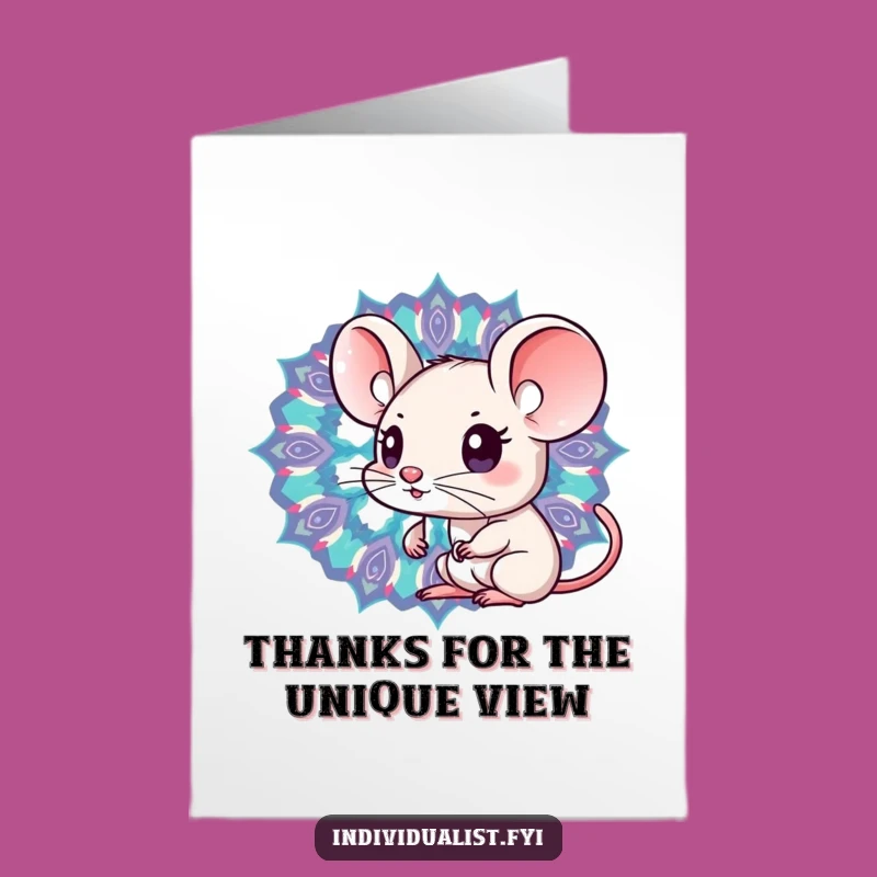 Free Printable Thank You Card: Curious Kawaii Mouse Kaleidoscope - Heartfelt Downloadable Gift!