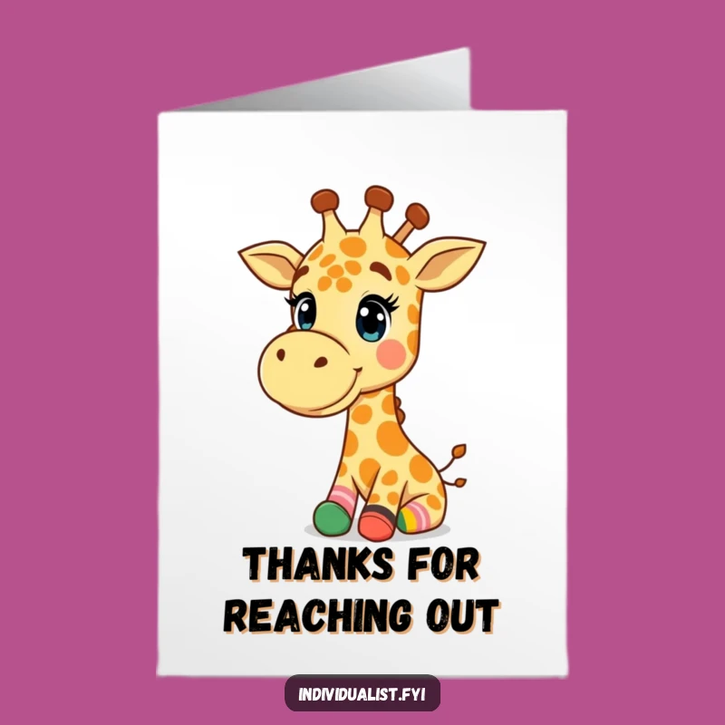 Free Printable Thank You Card: Giraffe Socks, Colorful Thanks, Downloadable Gift