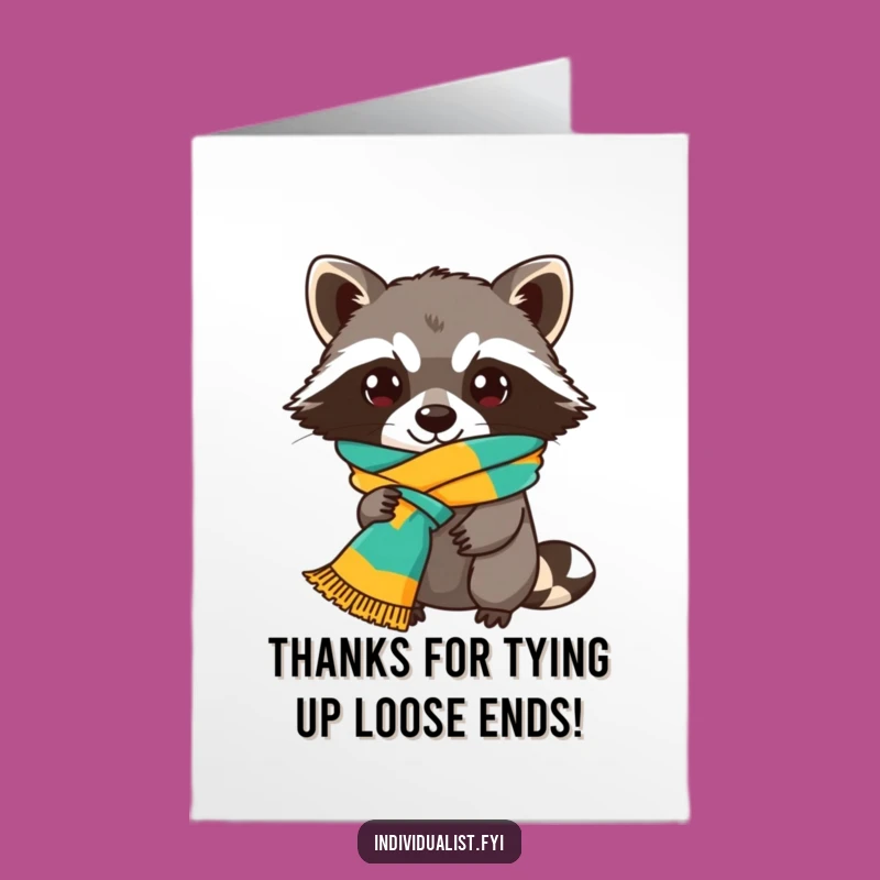 Free Printable Thank You Card: Raccoon Friend, Scarf Style, Thoughtful Downloadable Gift!