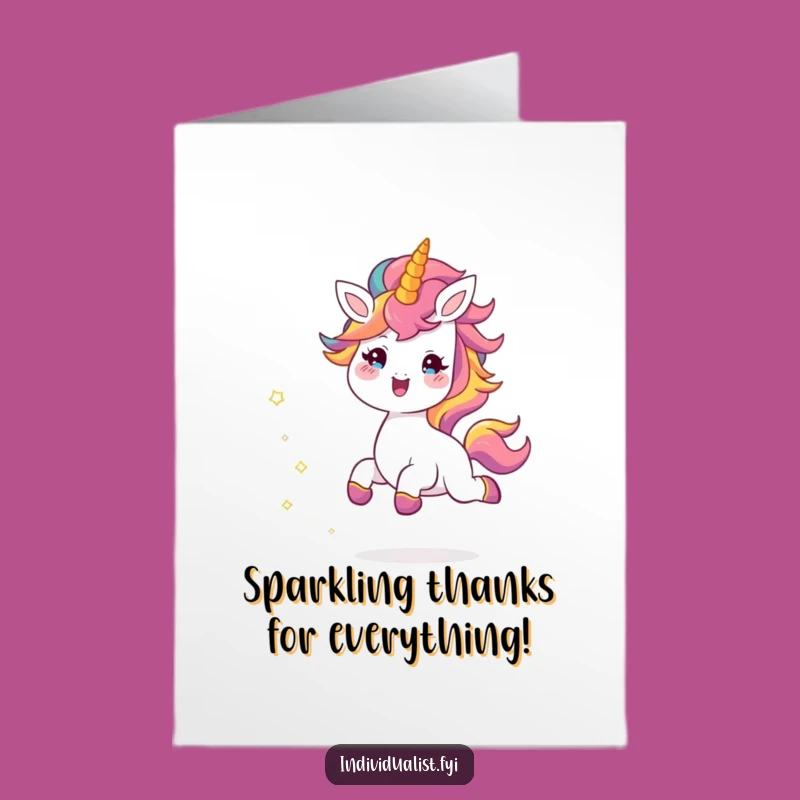 Free Printable Thank You Card: Happy Mane Creature Sparkles - Funny Downloadable Gift