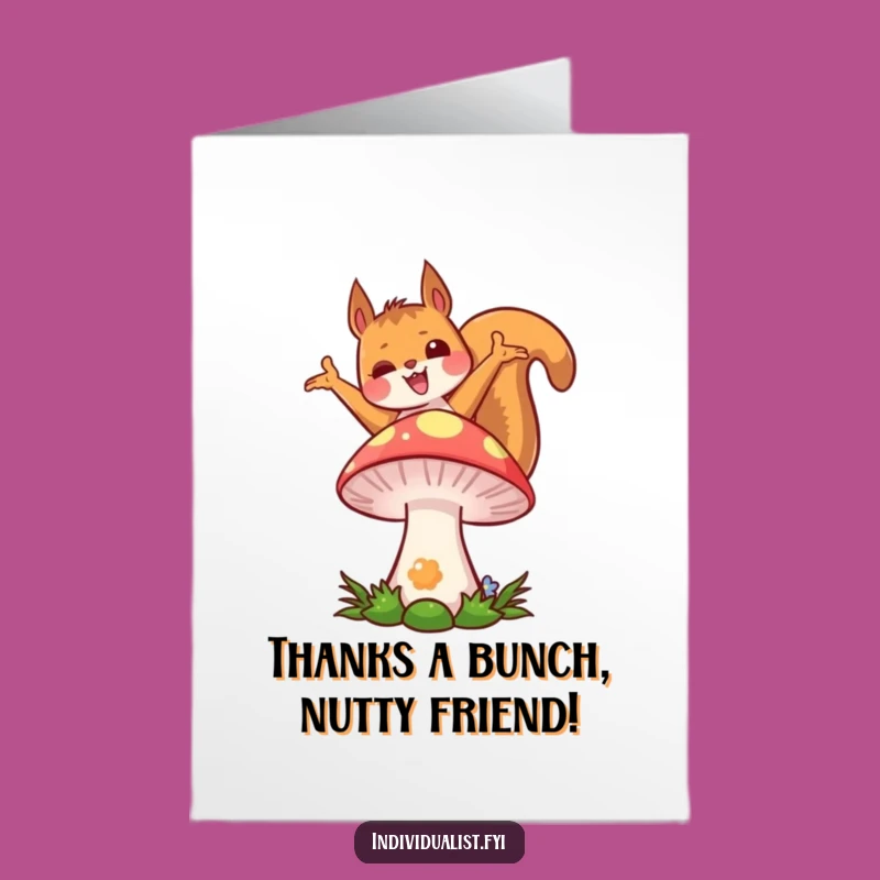 Free Printable Thank You Squirrel Card: Kawaii Pose Gift