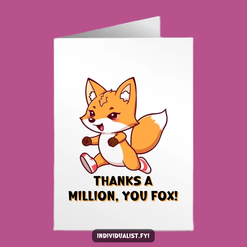 Free Printable Thank You Fox Card: Mismatched Socks Kawaii Gift