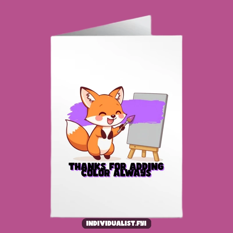 Free Printable Funny Fox Painting Thank You Card - DIY Downloadable Gift