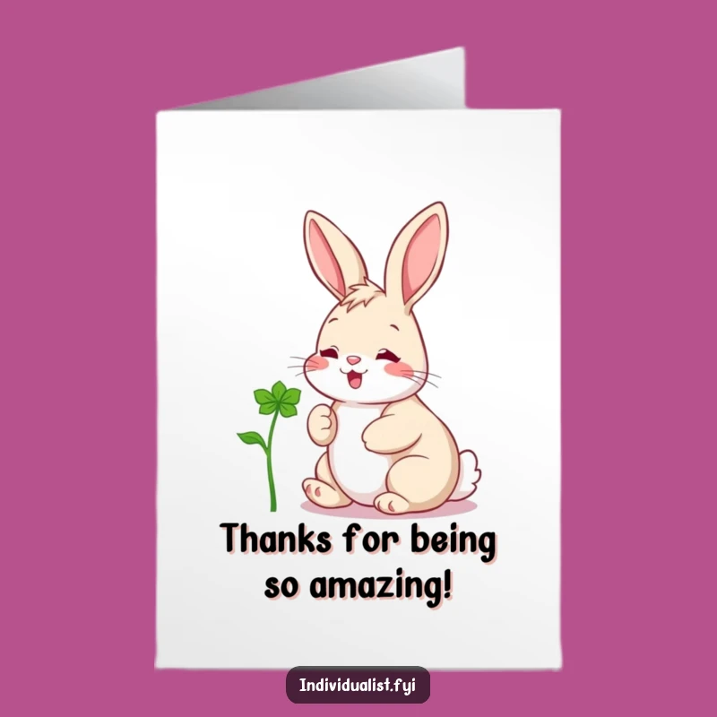 Free Printable Thank You Card: Grateful Rabbit Clover - Heartfelt Appreciation DIY