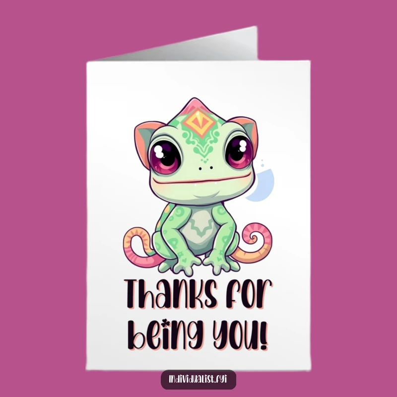 Free Printable Chameleon Pattern Thank You Card - Unique Downloadable Gift of Gratitude