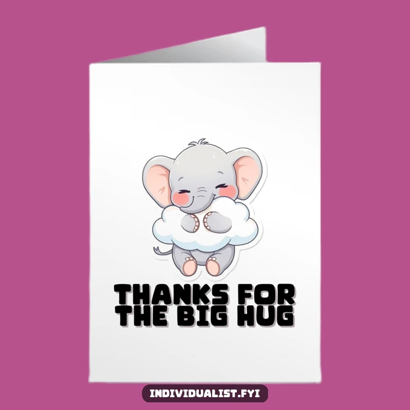 Free Printable Thank You Card: Elephant Cloud Embrace, Heartfelt Thanks, Downloadable Gift
