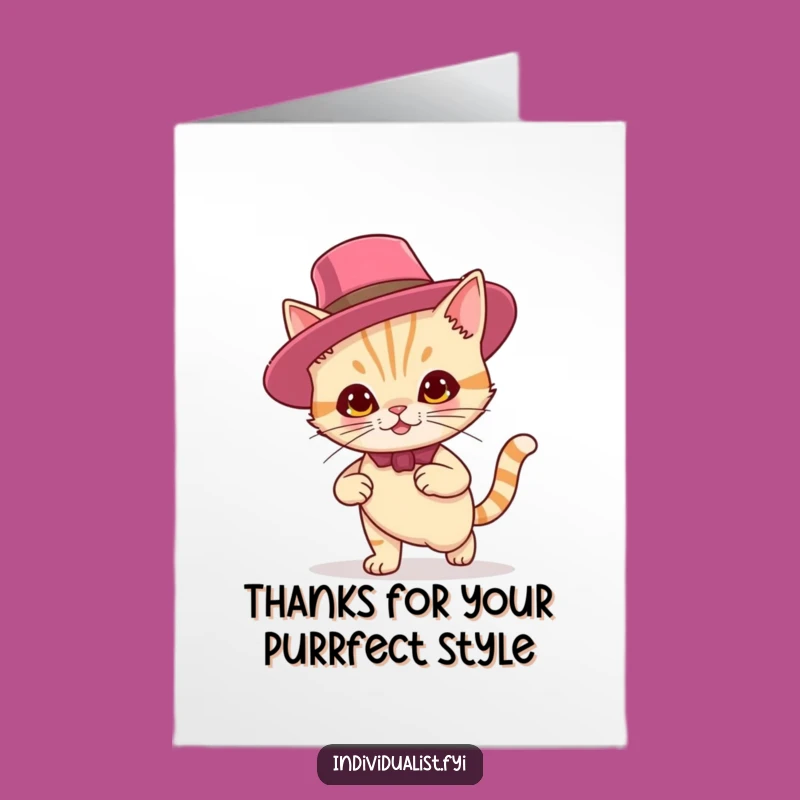 Free Printable Funny Cat Hat Thank You Card - DIY Downloadable Gift