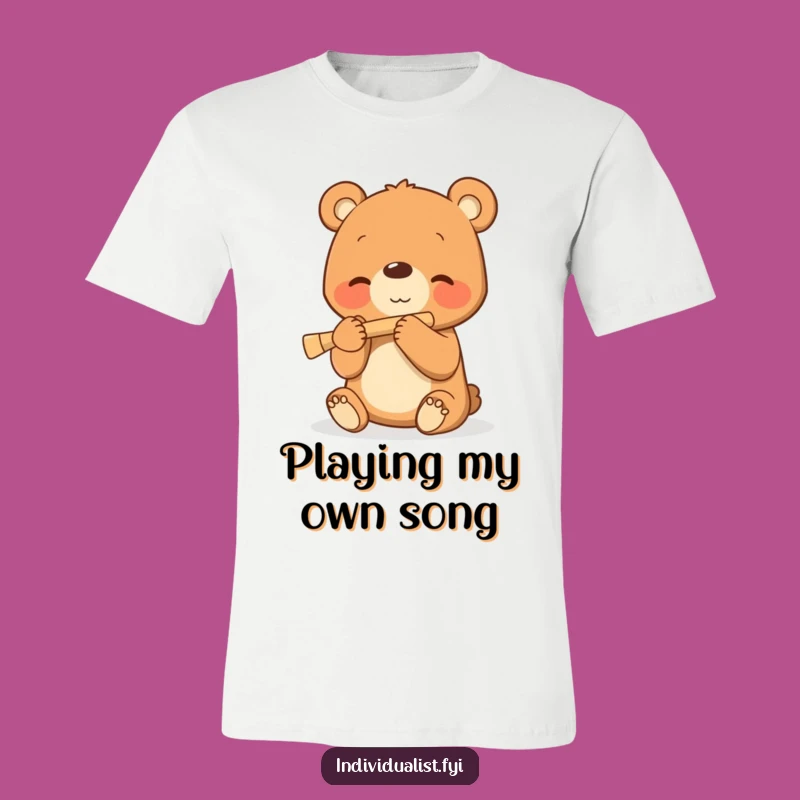 Funny Bear Cub Flutist Tee - Sweet Music & Smiles Gift!