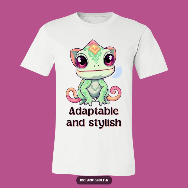 Funny Curious Chameleon Pattern T-Shirt - Vibrant & Playful Tee