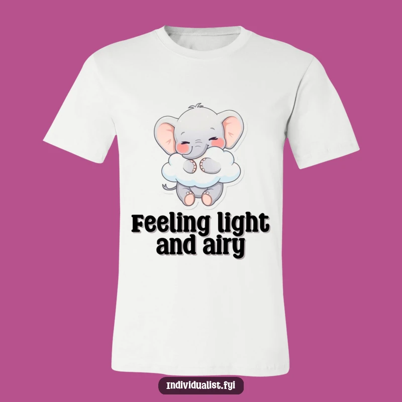 Funny Elephant T-Shirt: Happy Elephant Hugs Cloud, Whimsical Style Gift