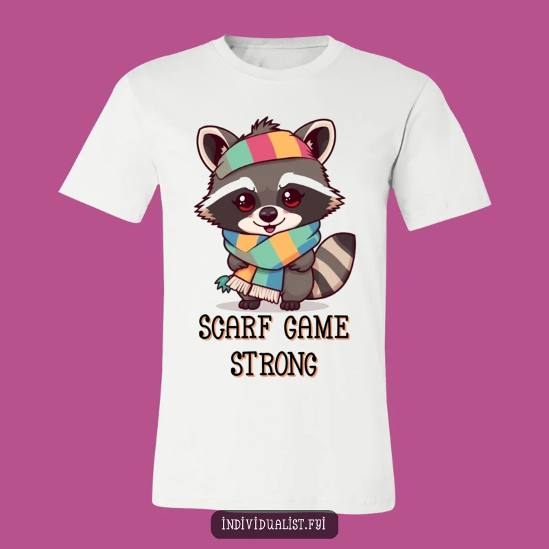 Funny Mischievous Raccoon Scarf T-Shirt - Bold Style Tee