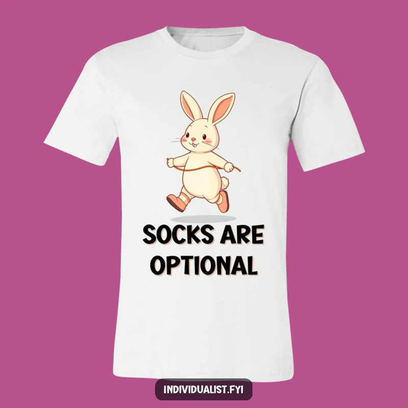 Funny Rabbit Skipping T-Shirt: Mismatched Socks Fitness Fun, Great Humorous Gift