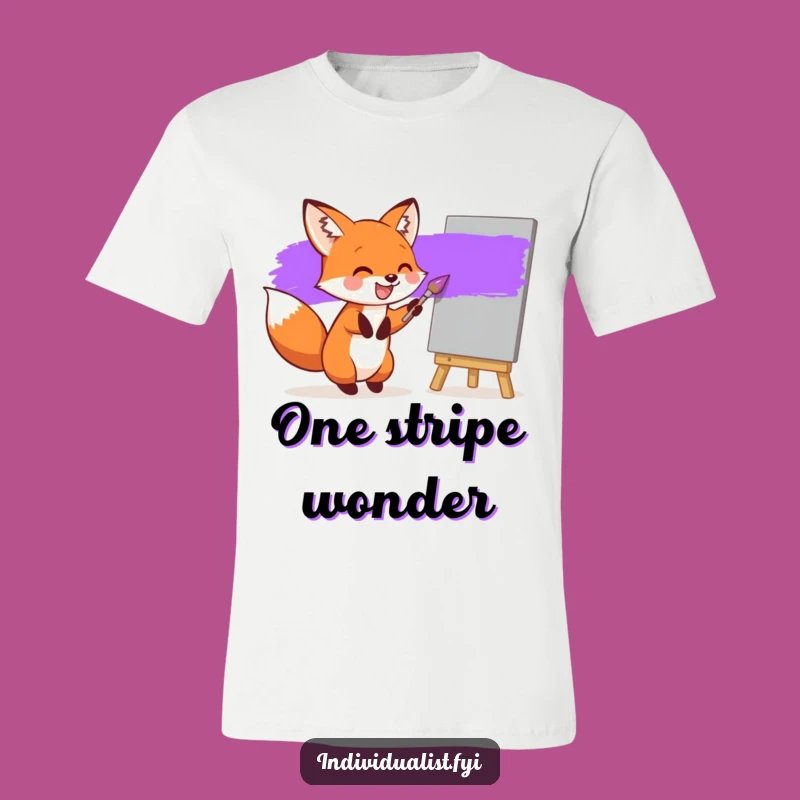 Funny Fox Painting T-Shirt: Artistic Purple Stripe Fun, Great Humorous Gift
