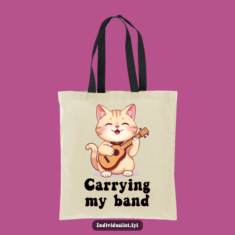 Funny Cat Instrument Tote Bag: Carry Your Essentials with a Happy, Quirky Feline Musician, Ideal Funny Gift!