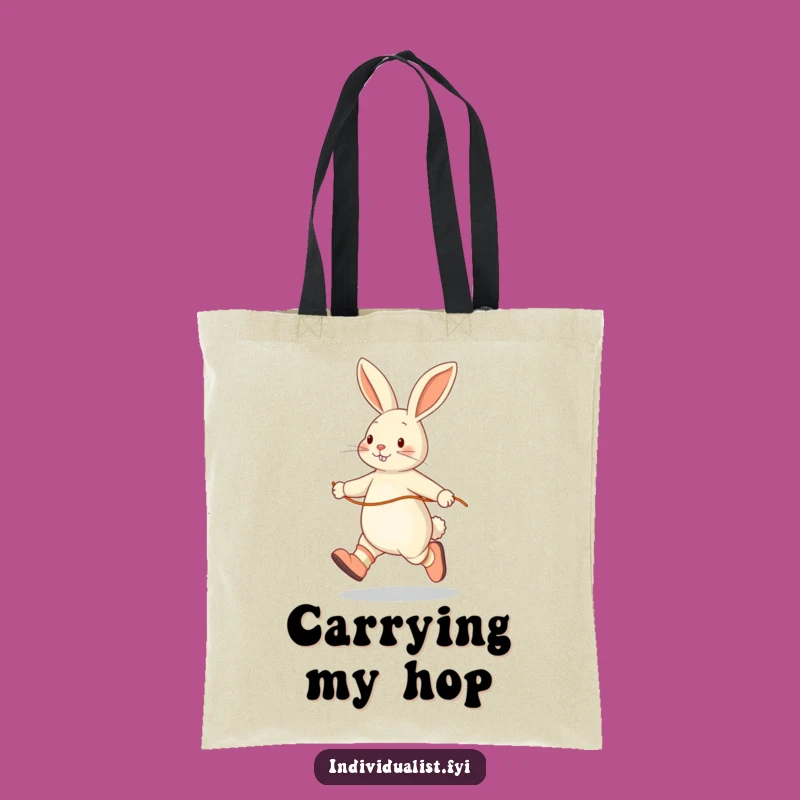Funny Rabbit Skipping Tote Bag: Mismatched Socks Style, Ideal Humorous Gift