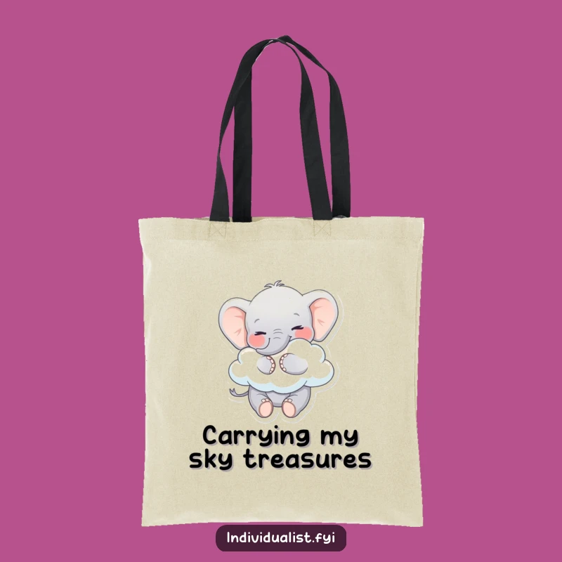 Funny Elephant Tote Bag: Whimsical Bag with Smiling Elephant, Cute Gift