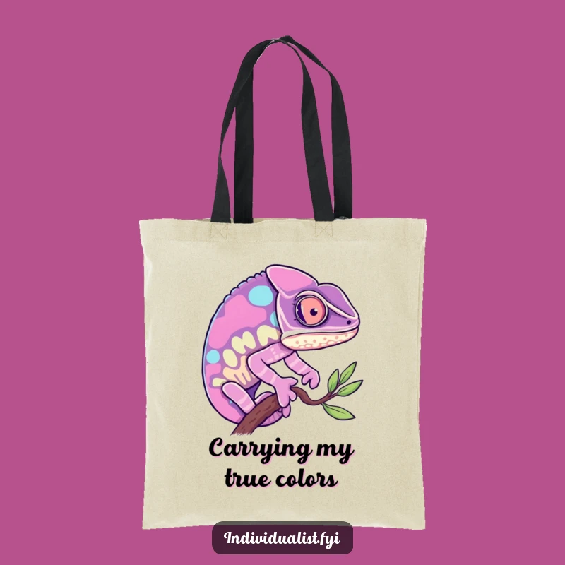 Funny Chameleon Tote Bag: Versatile Bag with Colorful Chameleon, Cute Gift
