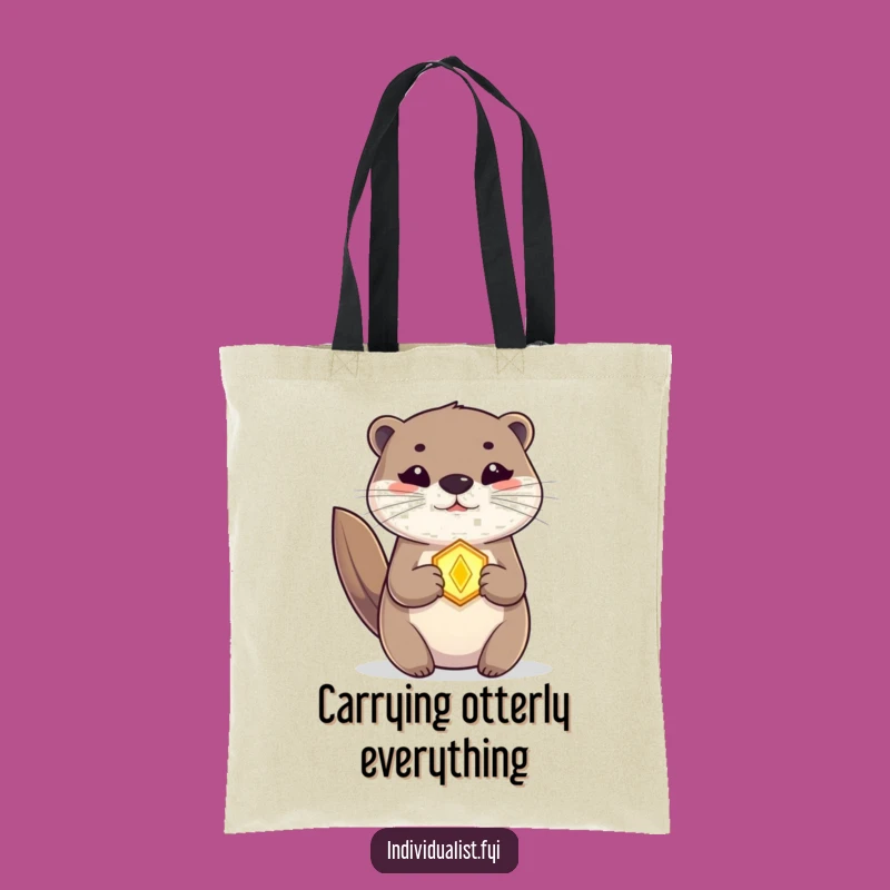 Funny Otter Amulet Tote Bag: Carry Your Magic and Groceries in Style