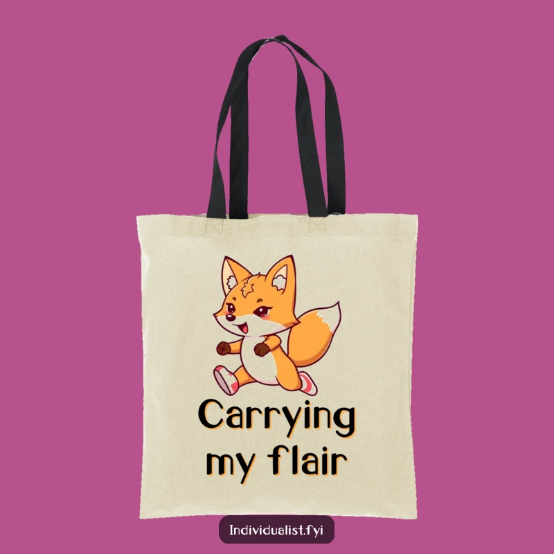 Funny Kawaii Fox Tote Bag: Leaping Flair, Mismatched Socks, Stylish Adventure