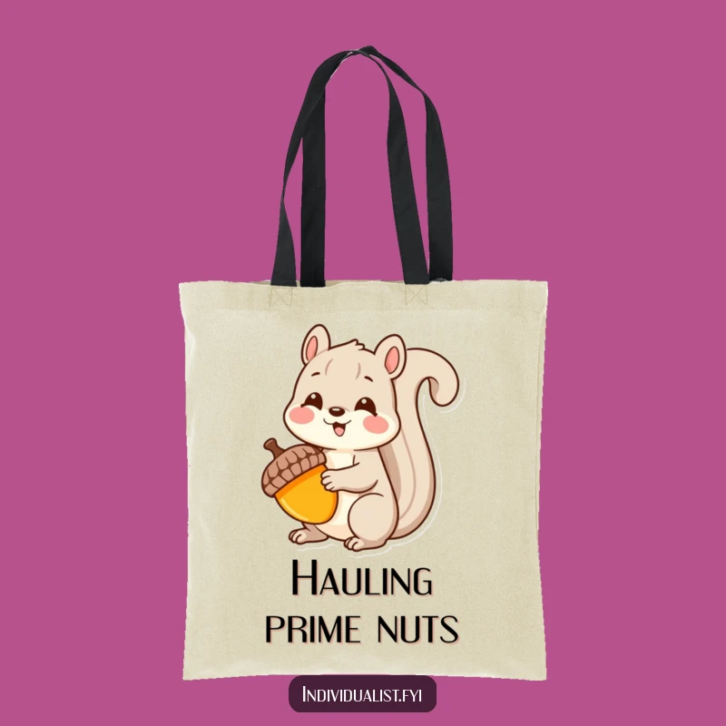 Funny Kawaii Squirrel Tote Bag: Unique Acorn Treasure, Collector Gift