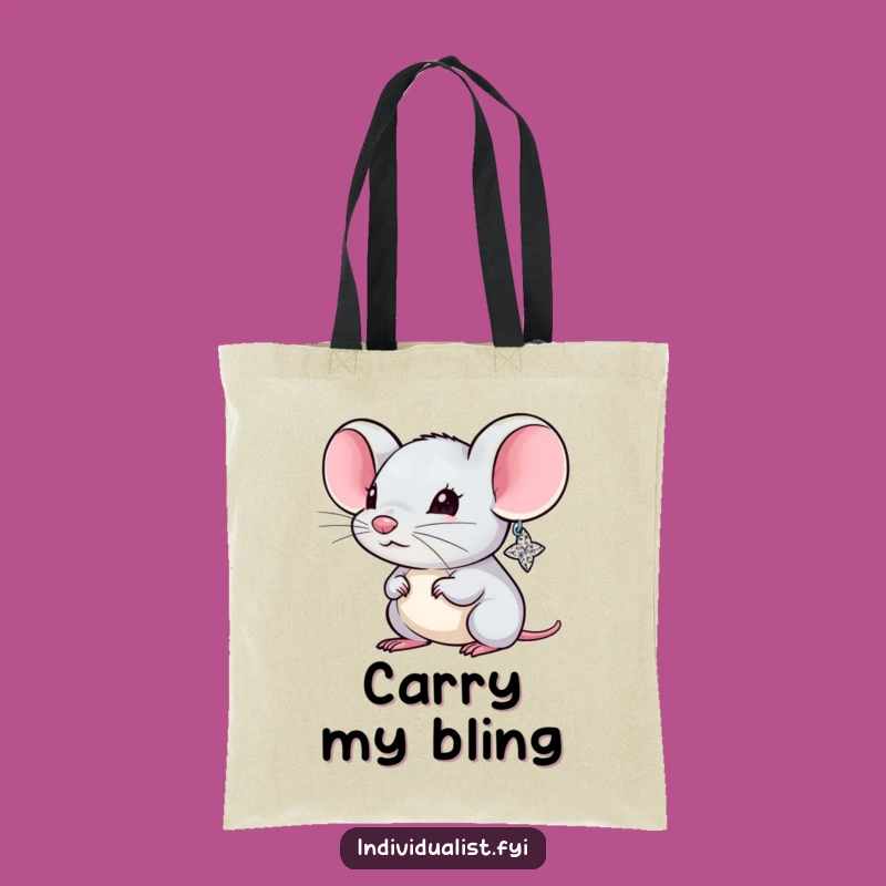 Funny Mouse Sparkly Earring Tote Bag - Chic Critter Accessory Humor