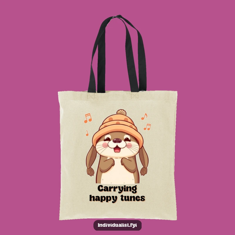 Funny Otter Hat Tote Bag: Carry Your Tunes Funny Gift!