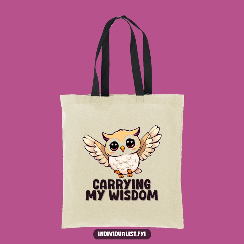 Funny Owl Soaring Tote Bag: Chic Unique Wing Pattern Carry-All, Great Funny Gift