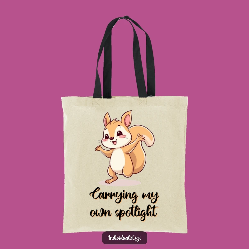 Funny Squirrel Dancing Tote Bag: Whimsical Spotlight Carry-All, Hilarious Gift for Groovy People!