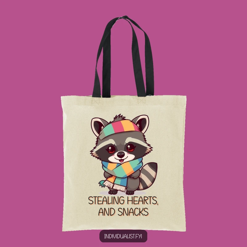Funny Mischievous Raccoon Scarf Tote Bag - Stylish Carry-All for Treasures